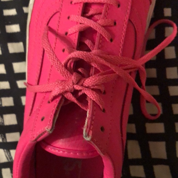 Neon Pink Leather Vans Size 9 - Picture 4 of 16